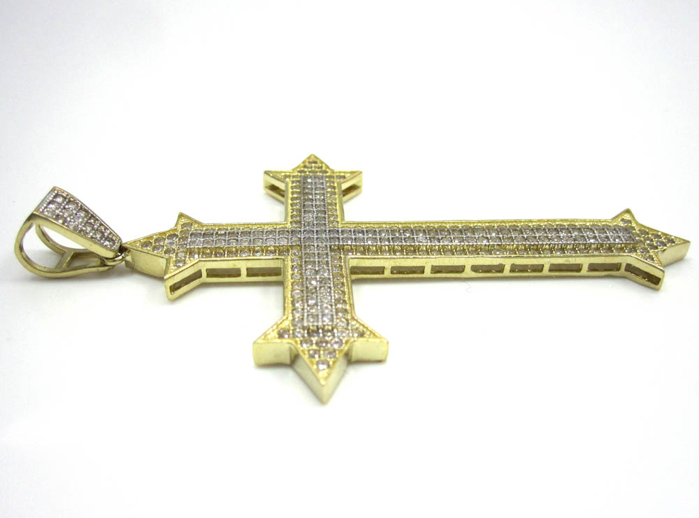 10k yellow gold cz diamond cross pendant