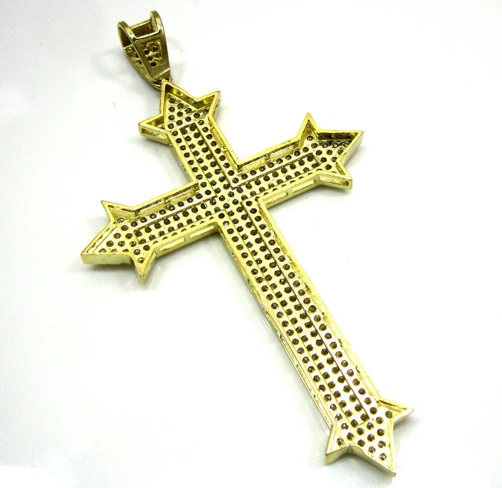 10k yellow gold cz diamond cross pendant - Image 3