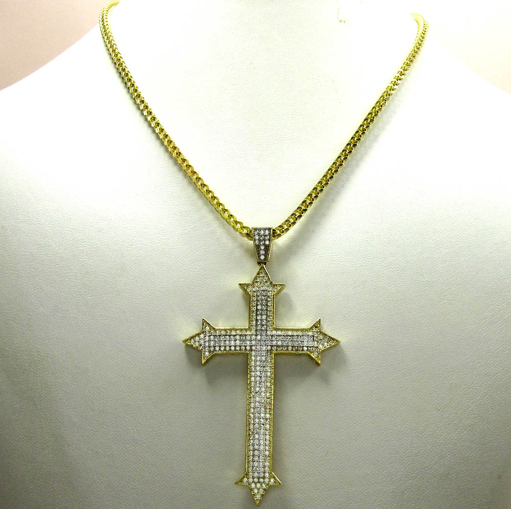 10k yellow gold cz diamond cross pendant - Image 5