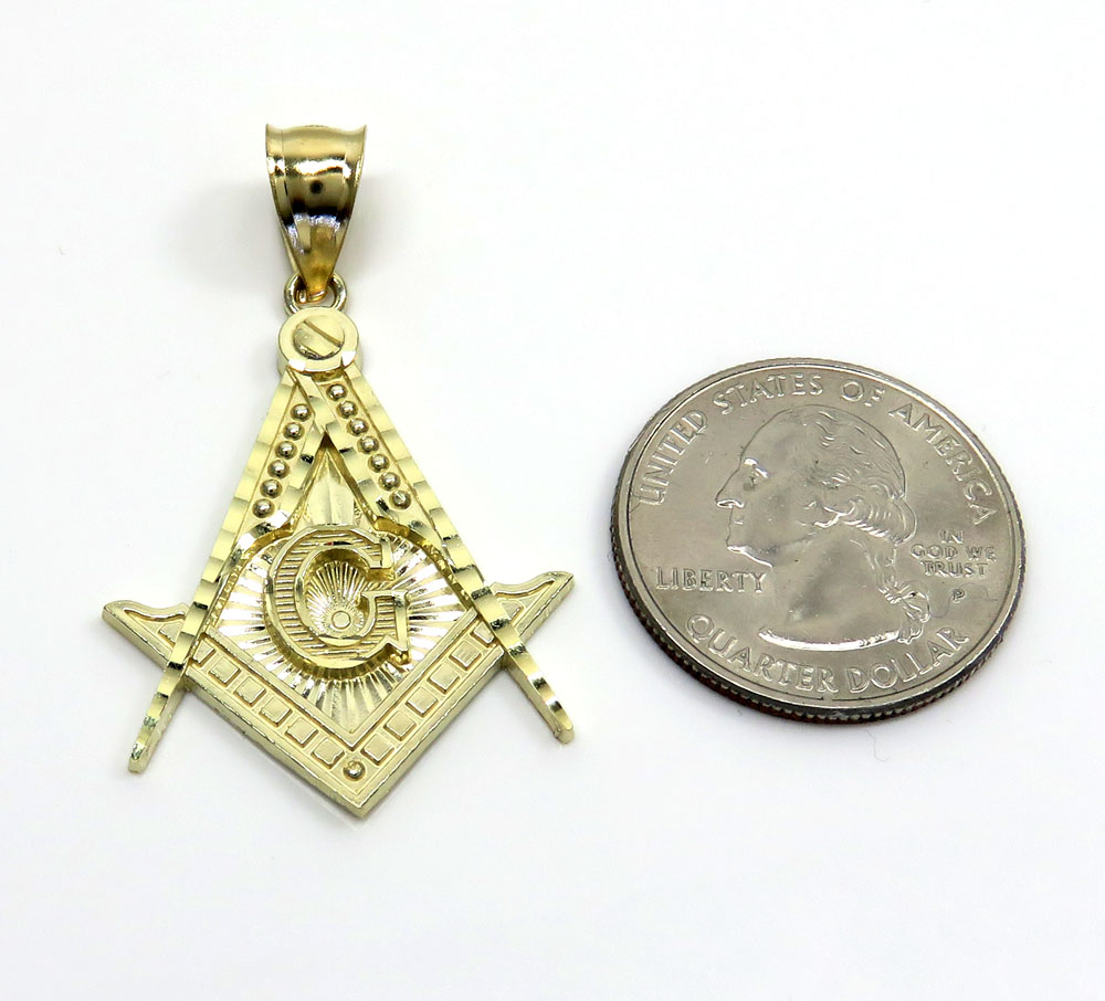 10k yellow gold free mason medium size pendant - Image 2