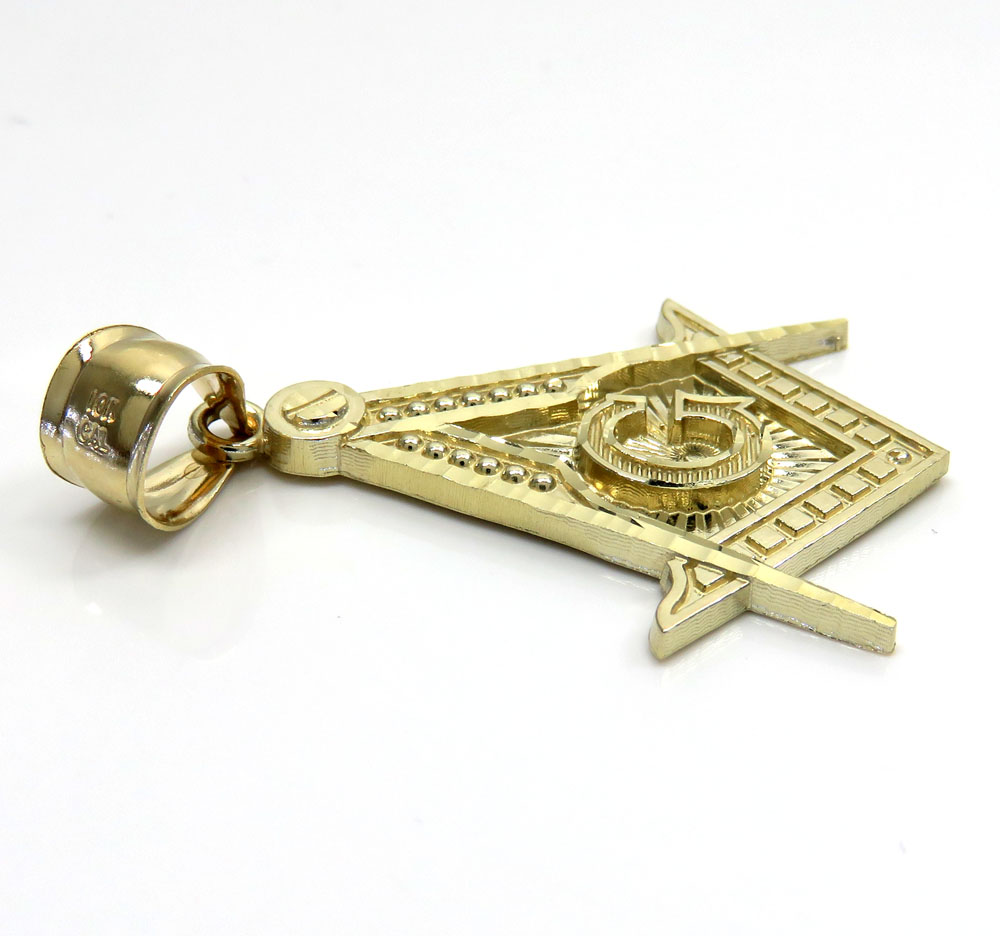 10k yellow gold free mason medium size pendant - Image 3