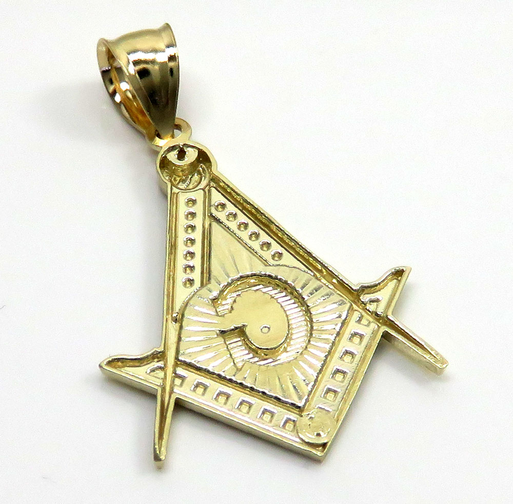 10k yellow gold free mason medium size pendant - Image 4