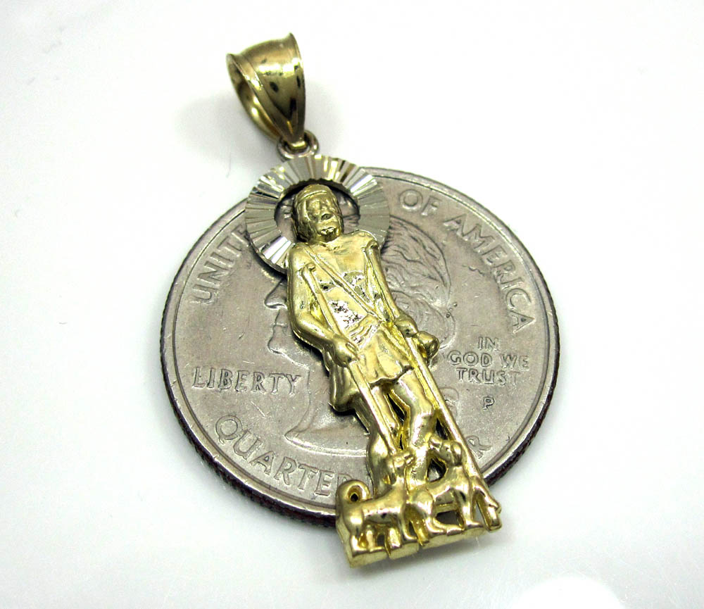 10k yellow gold saint lazarus of bethany pendant