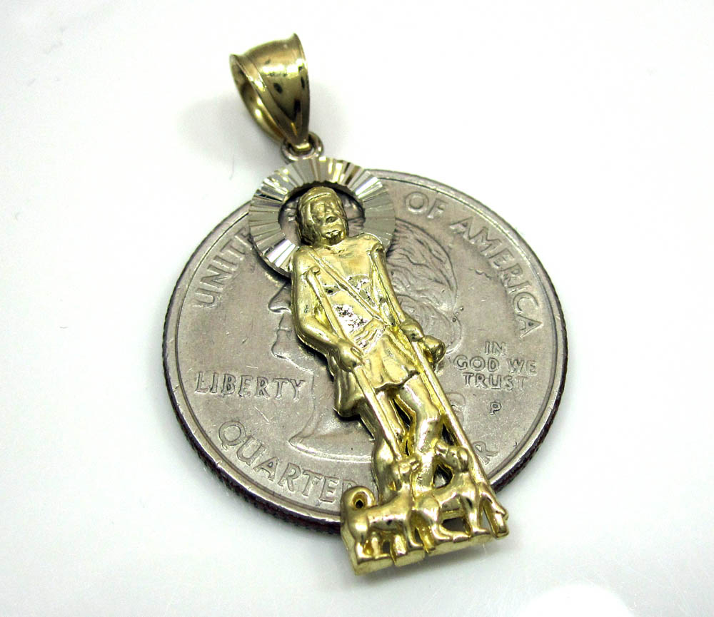 10k yellow gold saint lazarus of bethany pendant - Image 4