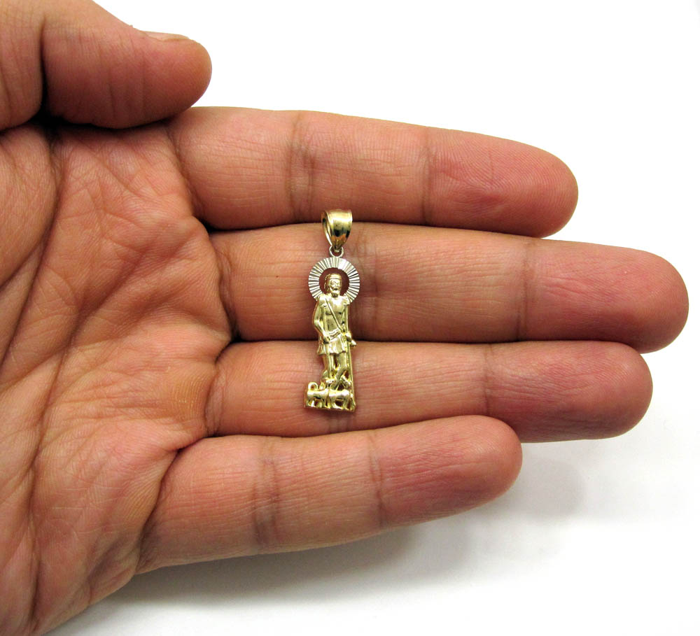 10k yellow gold saint lazarus of bethany pendant - Image 5