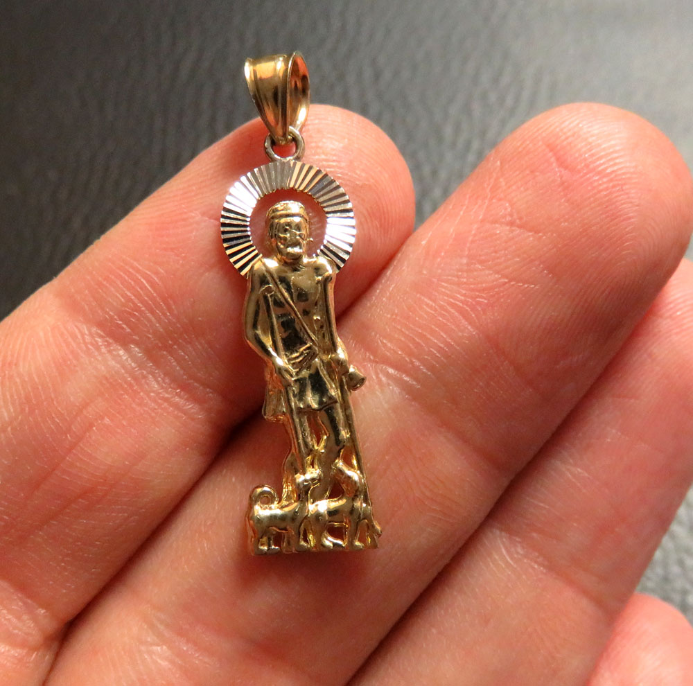 10k yellow gold saint lazarus of bethany pendant - Image 6