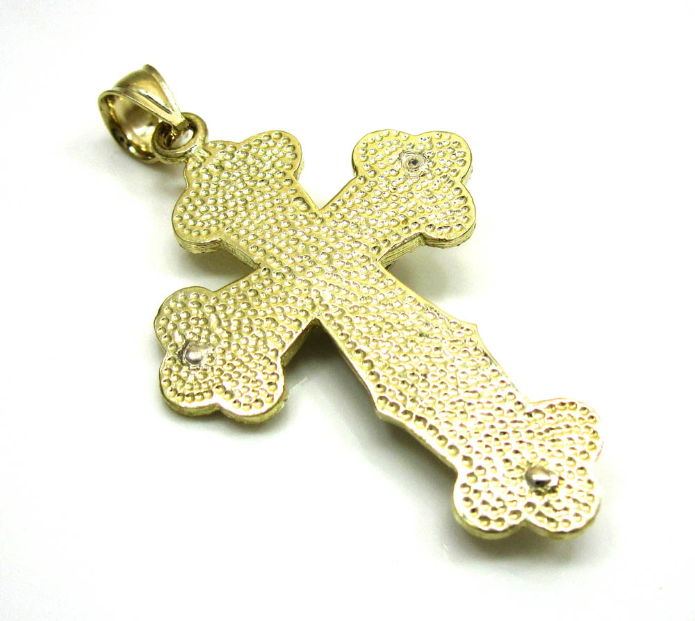 10k yellow gold two tone jesus cross pendant - Image 3