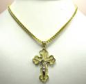 10k yellow gold two tone jesus cross pendant
