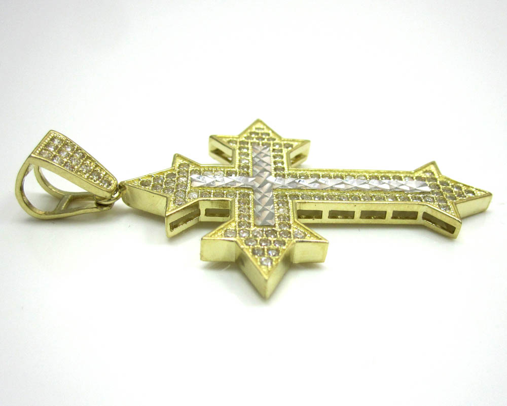 10k yellow gold two tone cross pendant