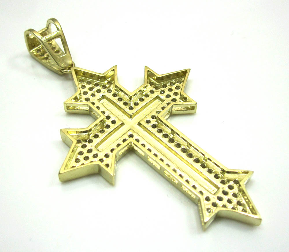 10k yellow gold two tone cross pendant - Image 3