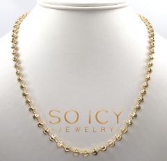 10k yellow gold moon cut bead link chain 20-28 inch 4mm