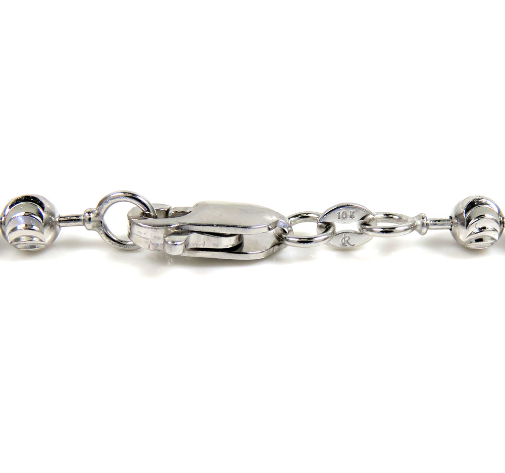 10k white gold moon cut bead link chain 18-30 inch 3mm - Image 4