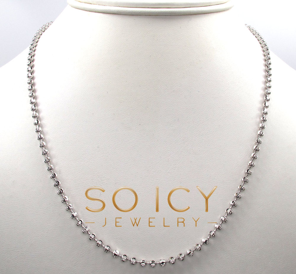 10k white gold moon cut bead link chain 18-30 inch 3mm - Image 6