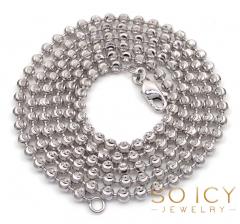 10k white gold moon cut bead link chain 20-30 inch 3mm