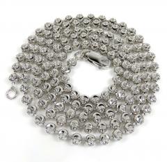 10k white gold moon cut bead link chain 20-30 inch 4mm