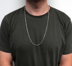10k white gold moon cut bead link chain 20-30 inch 4mm