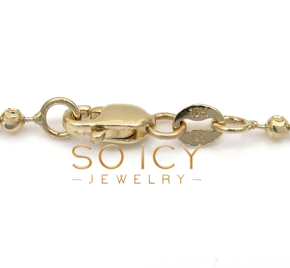 10k yellow or white gold moon cut bead link chain 18-26 inch 2mm