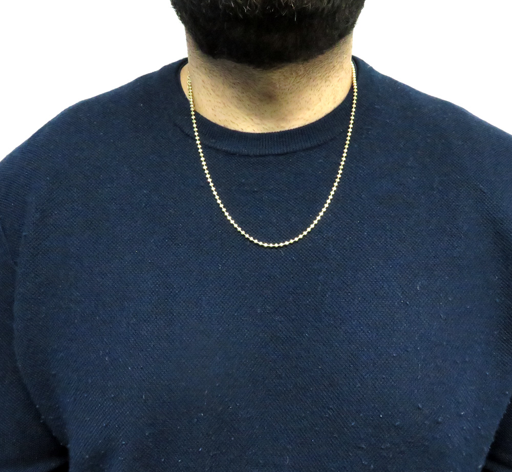 10k yellow gold moon cut bead link chain 18-26 inch 3mm - Image 6