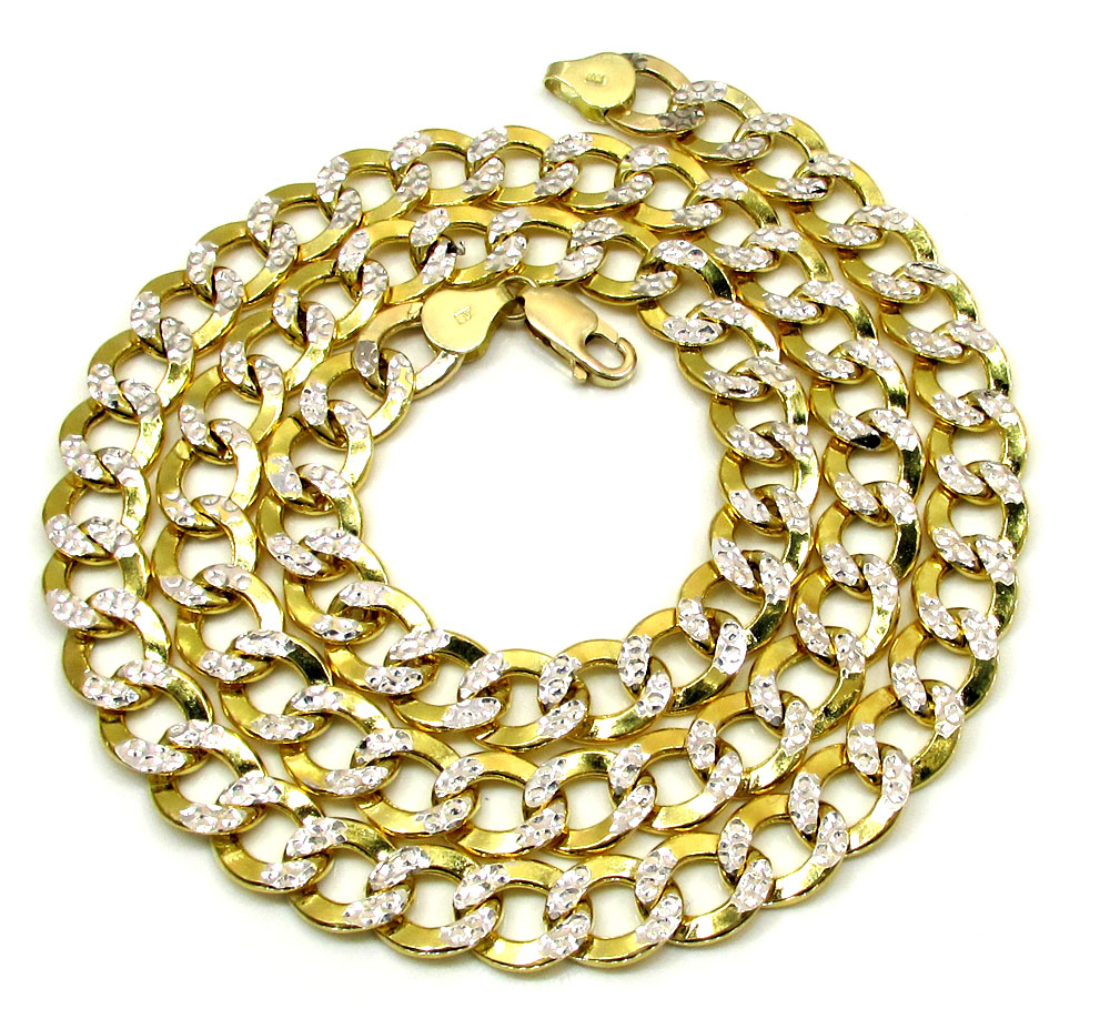 10k yellow gold thick diamond cut cuban chain 24-26 inch 9.5mm