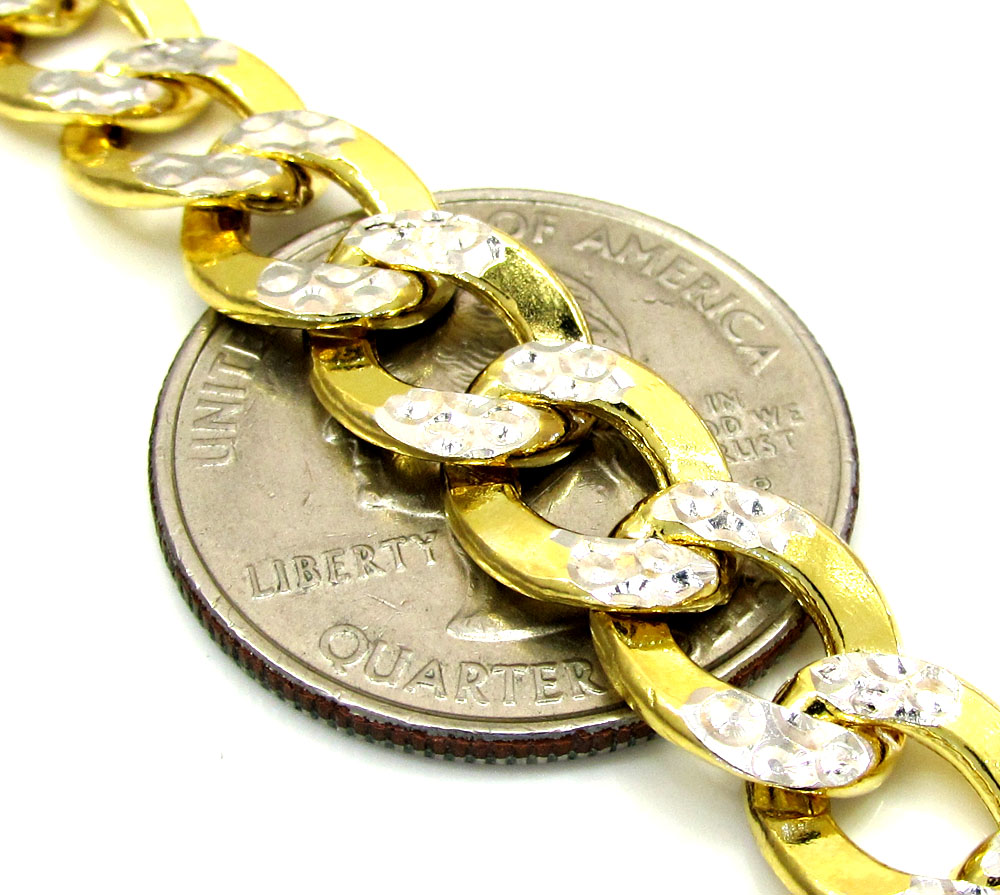 10k yellow gold thick diamond cut cuban chain 24-26 inch 9.5mm - Image 3
