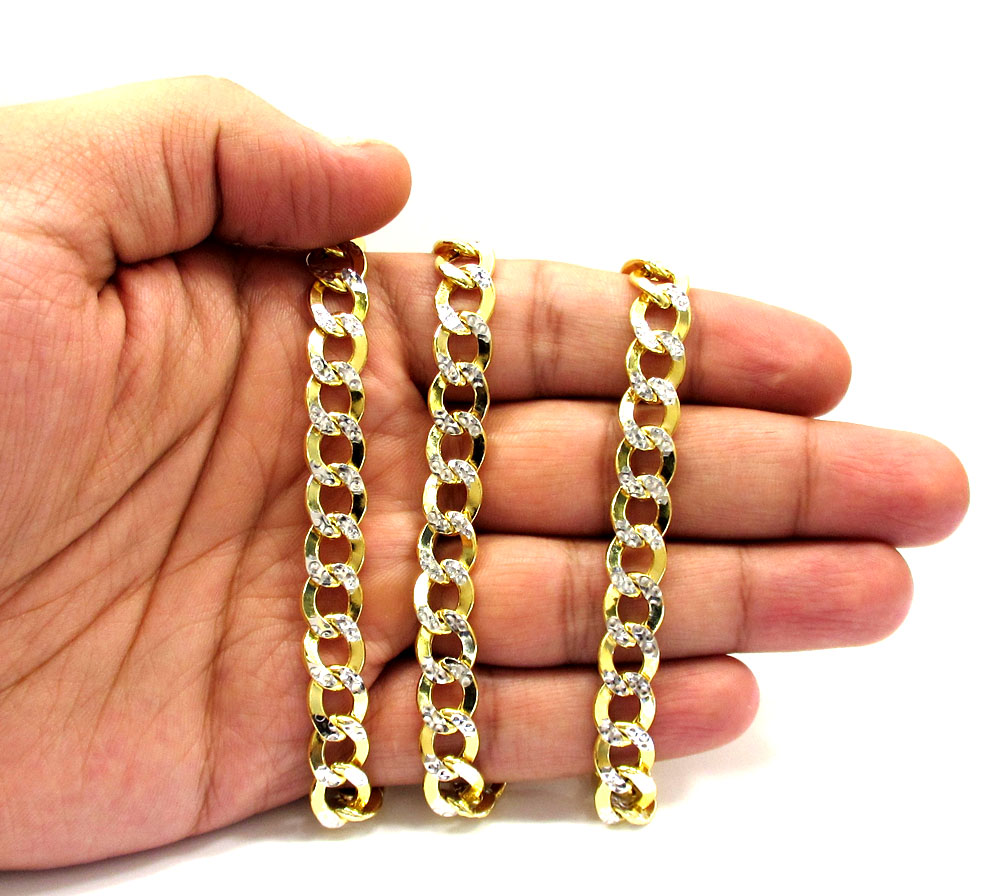 10k yellow gold thick diamond cut cuban chain 24-26 inch 9.5mm