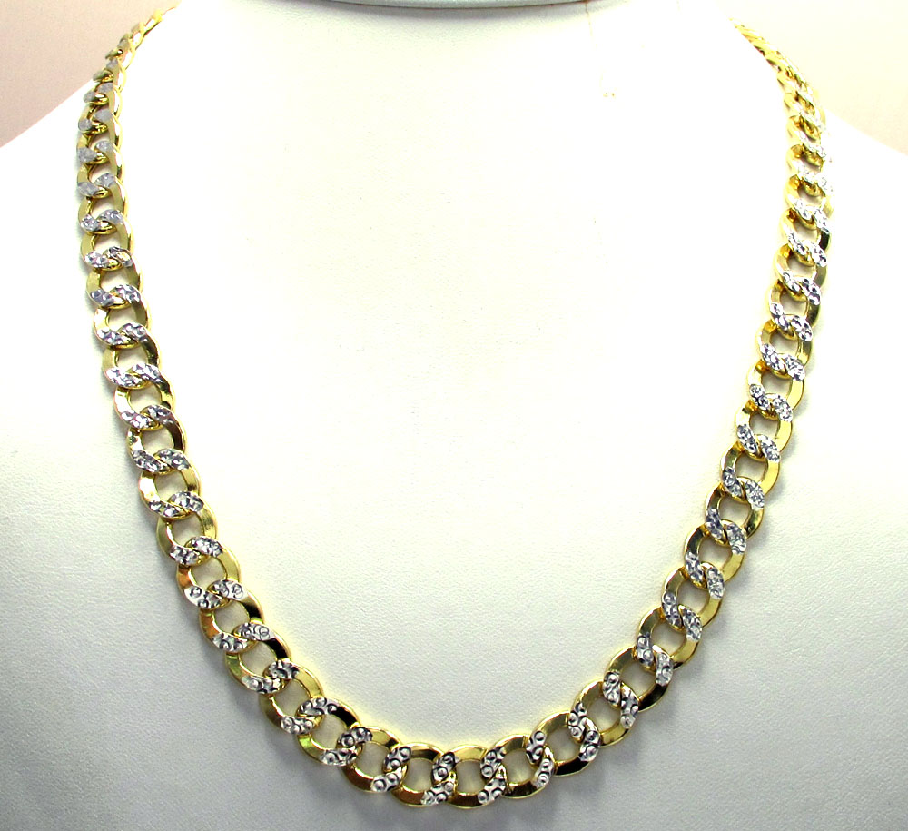 10k yellow gold thick diamond cut cuban chain 24-26 inch 9.5mm - Image 6