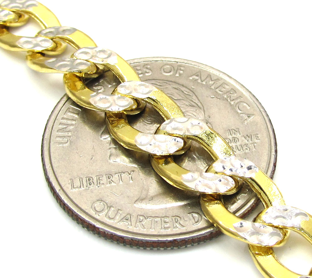 10k yellow gold thick diamond cut cuban chain 22-24 inch 7.6mm