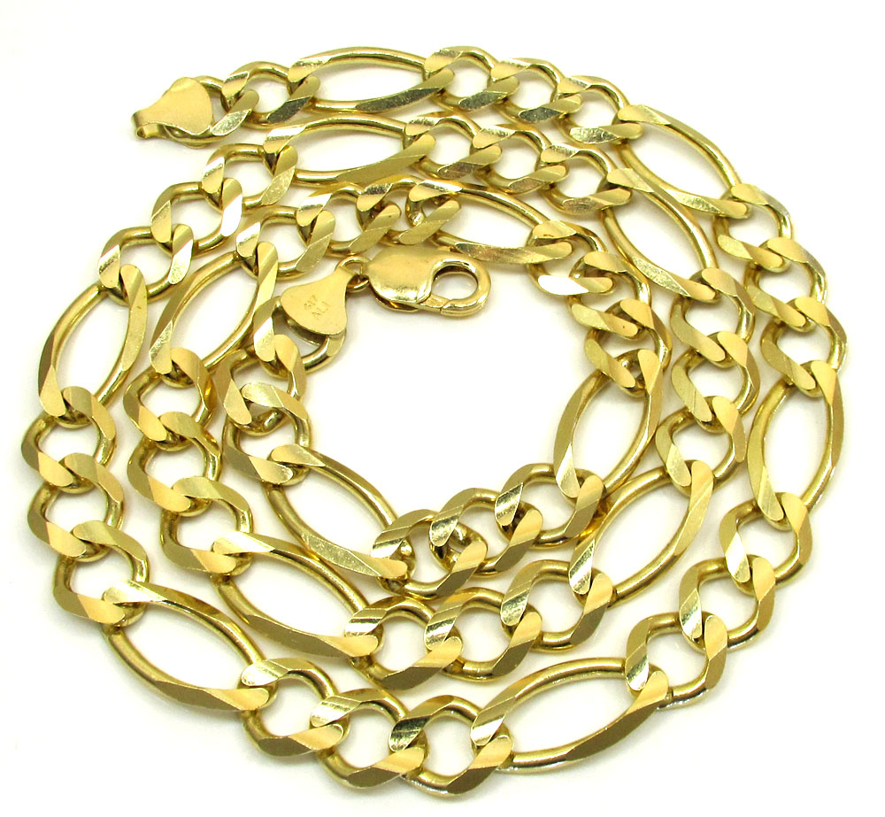 10k yellow gold thick solid figaro chain 28 inch 12.2mm - Image 2