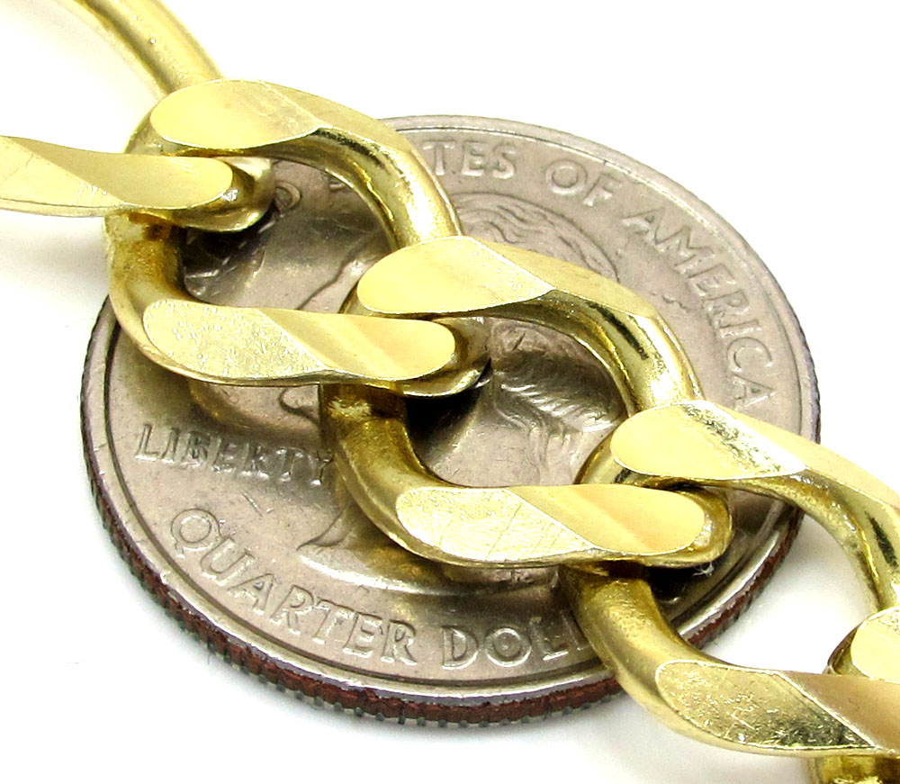 10k yellow gold thick solid figaro chain 28 inch 12.2mm - Image 3
