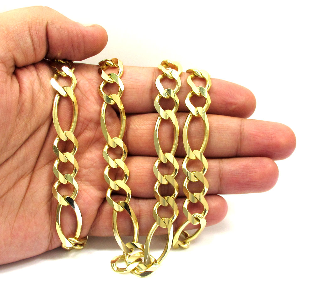 10k yellow gold thick solid figaro chain 28 inch 12.2mm - Image 5