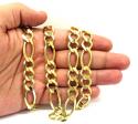10k yellow gold thick solid figaro chain 28 inch 12.2mm