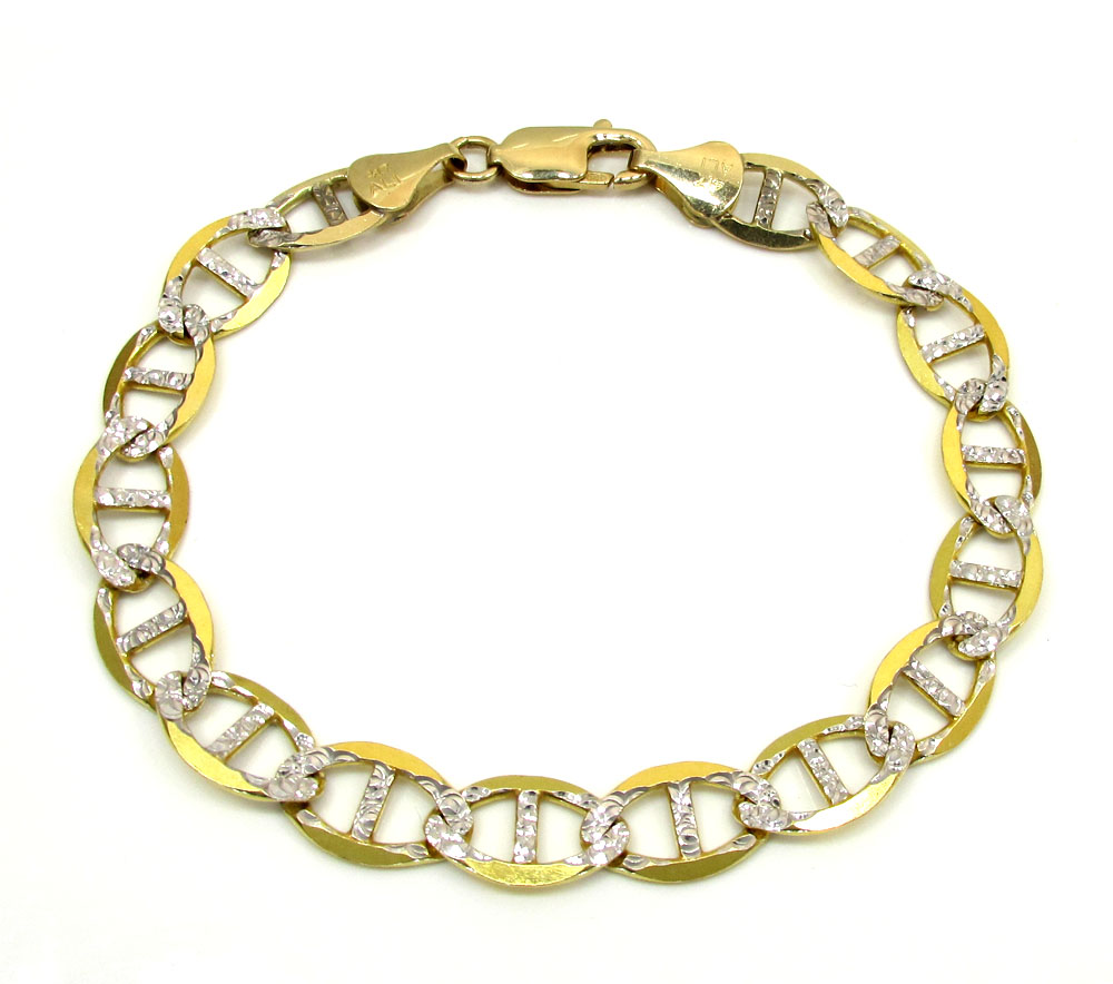 10k yellow gold thick diamond cut mariner bracelet 9 inch 9.2mm - Image 2
