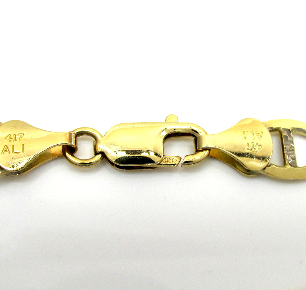 10k yellow gold thick diamond cut mariner bracelet 9 inch 9.2mm - Image 3