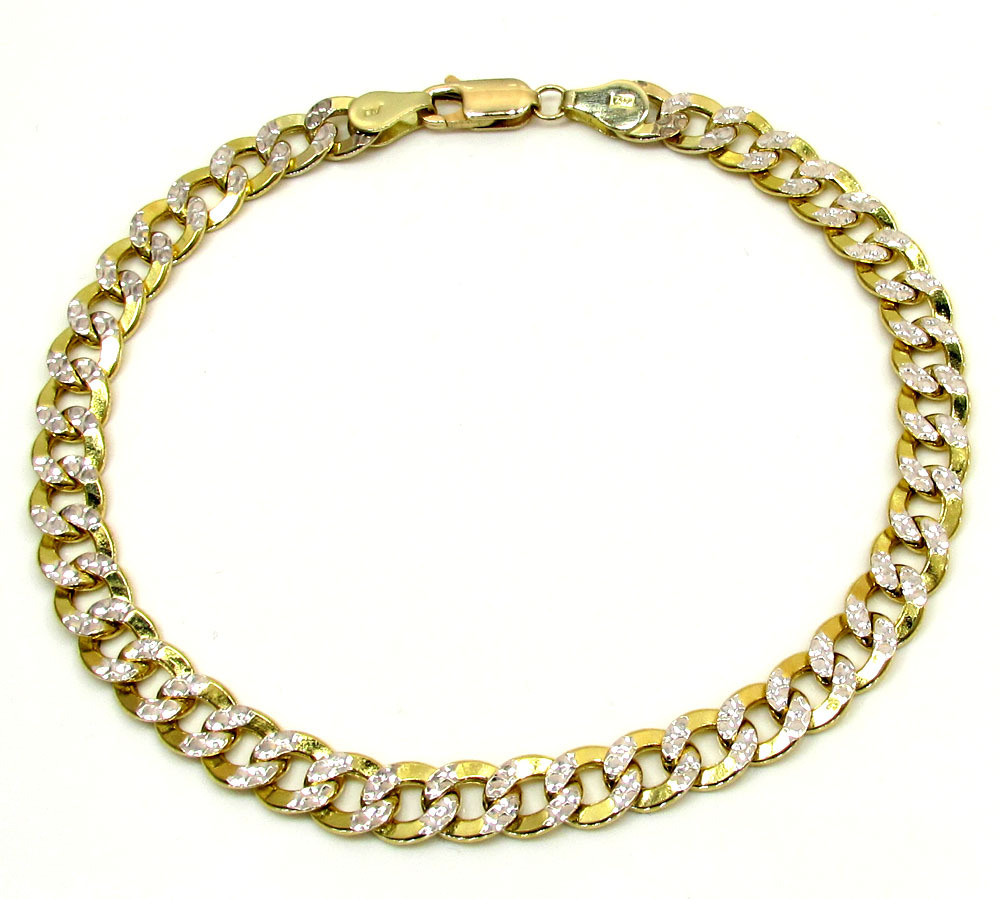 10k yellow gold diamond cut cuban bracelet 8 inch 6.3mm