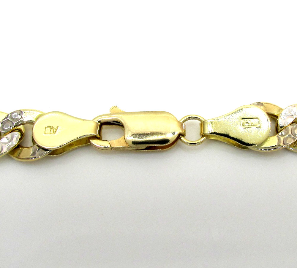10k yellow gold diamond cut cuban bracelet 8 inch 6.3mm