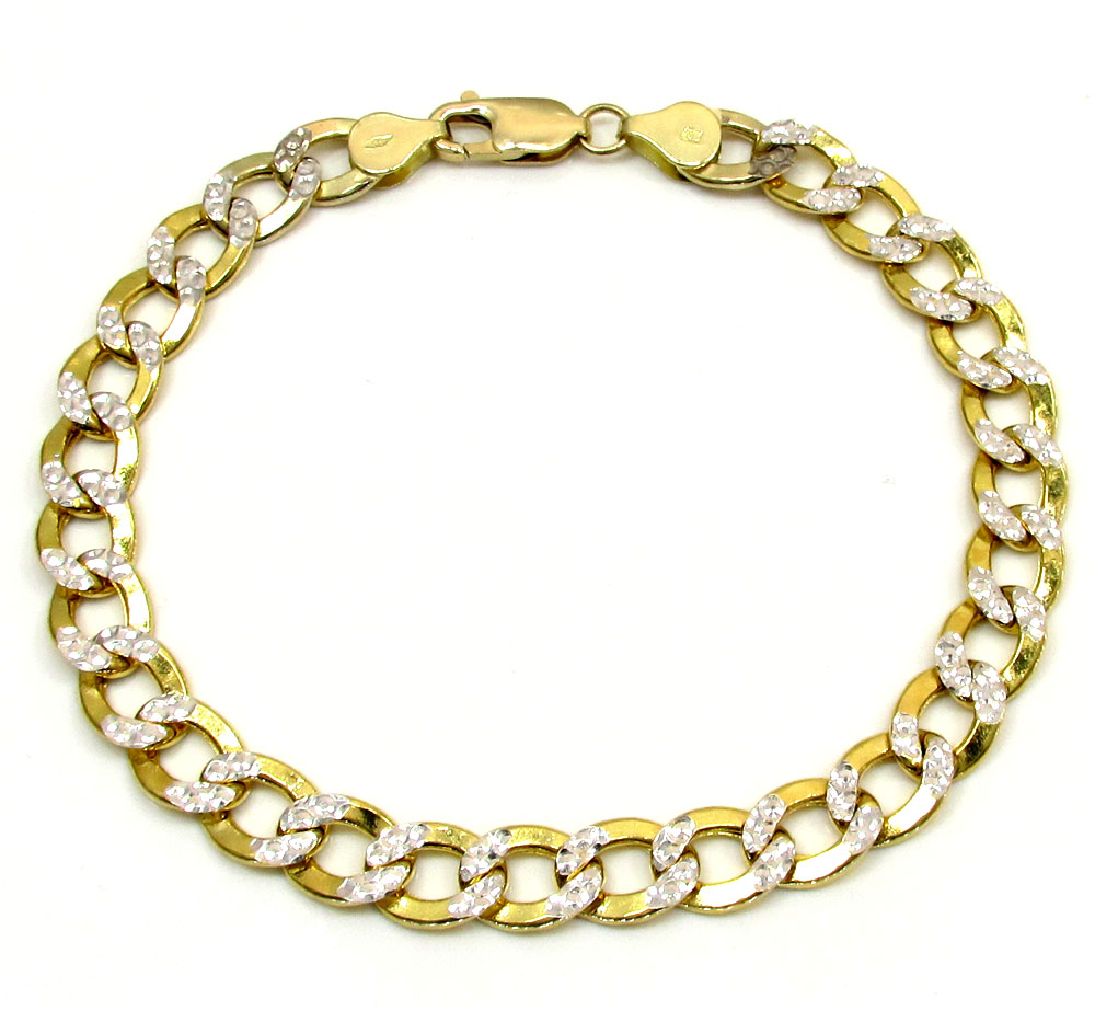 10k yellow gold diamond cut cuban bracelet 8.5 inch 7.6mm - Image 2
