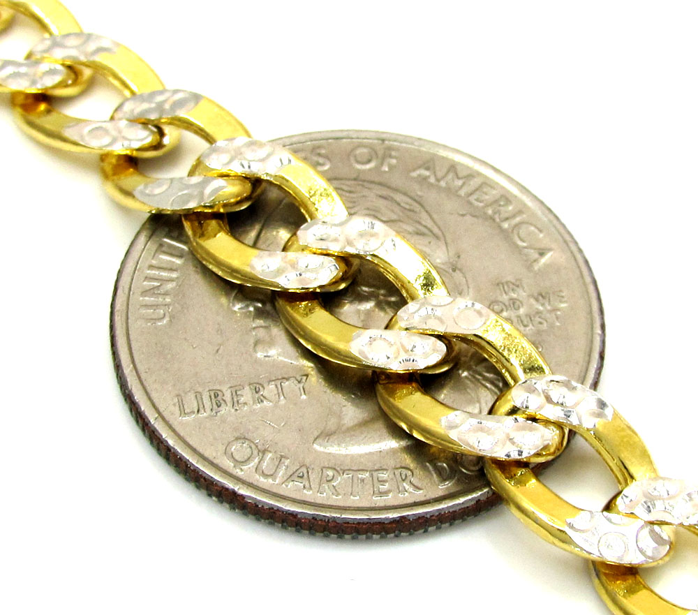 10k yellow gold diamond cut cuban bracelet 8.5 inch 7.6mm - Image 3