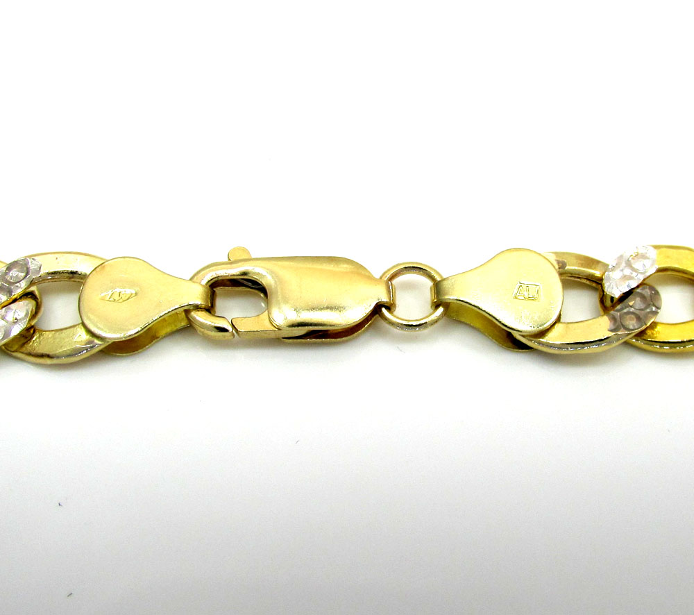 10k yellow gold diamond cut cuban bracelet 8.5 inch 7.6mm - Image 4