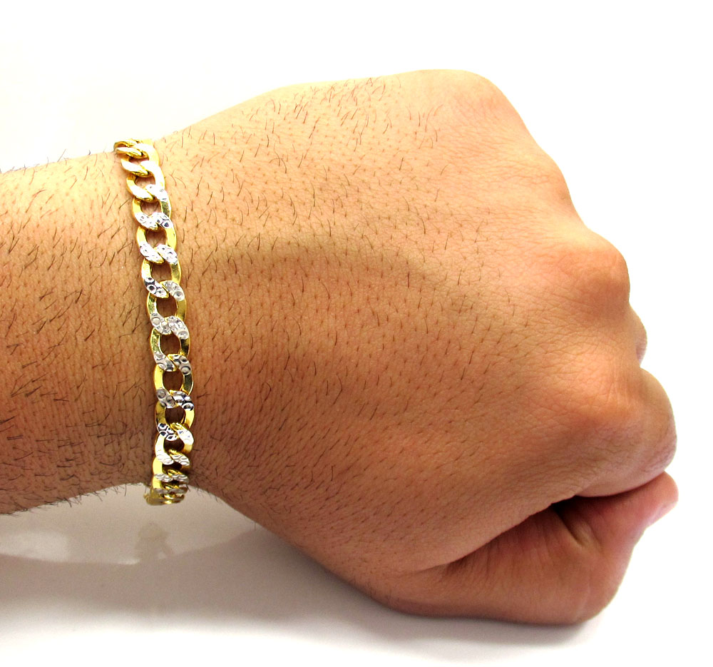 10k yellow gold diamond cut cuban bracelet 8.5 inch 7.6mm - Image 5