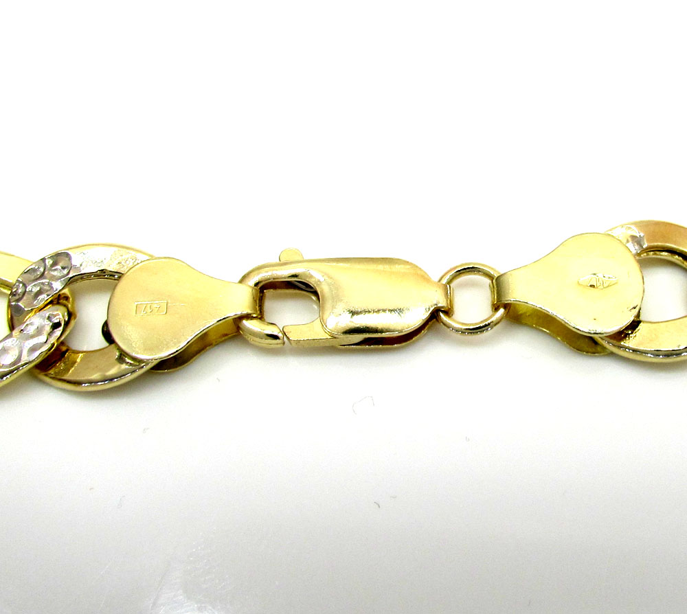 10k yellow gold diamond cut cuban bracelet 9 inch 9.6mm