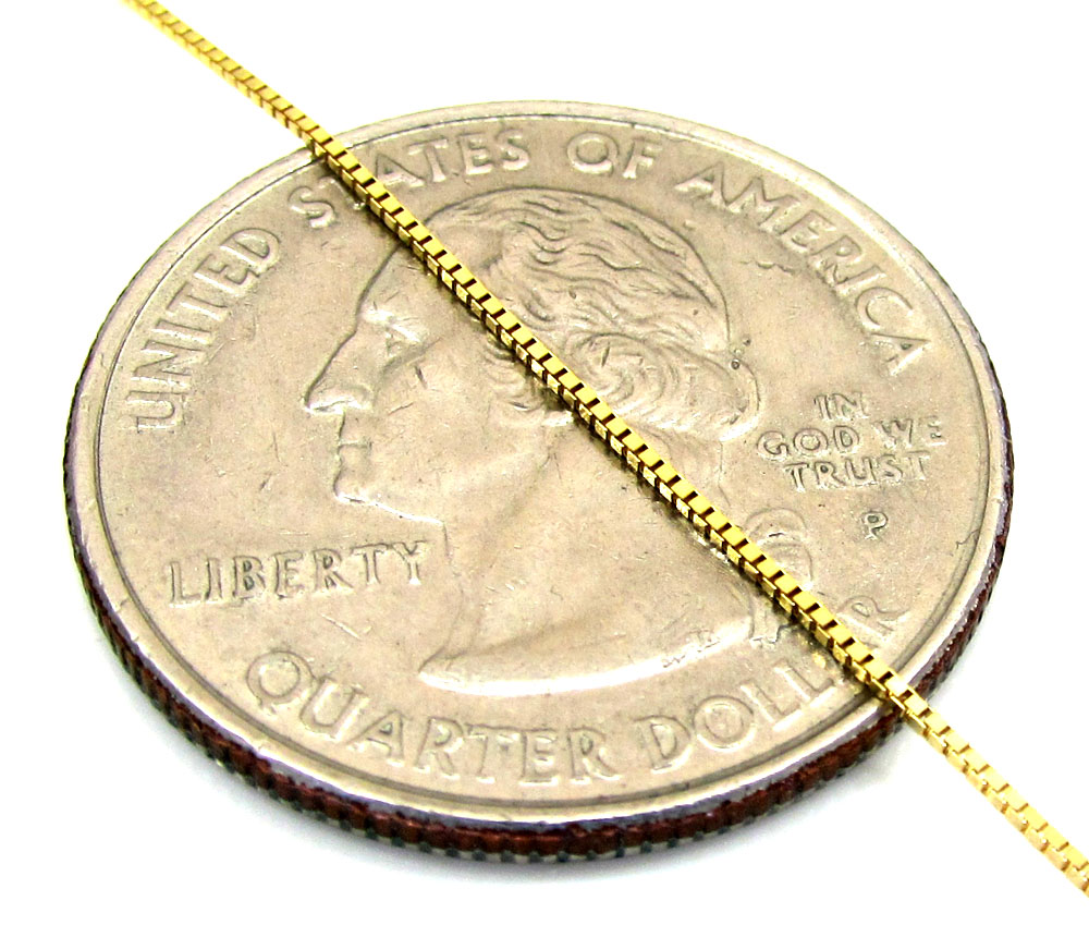 10k yellow gold skinny box link chain 16-20 inch 0.5mm - Image 3