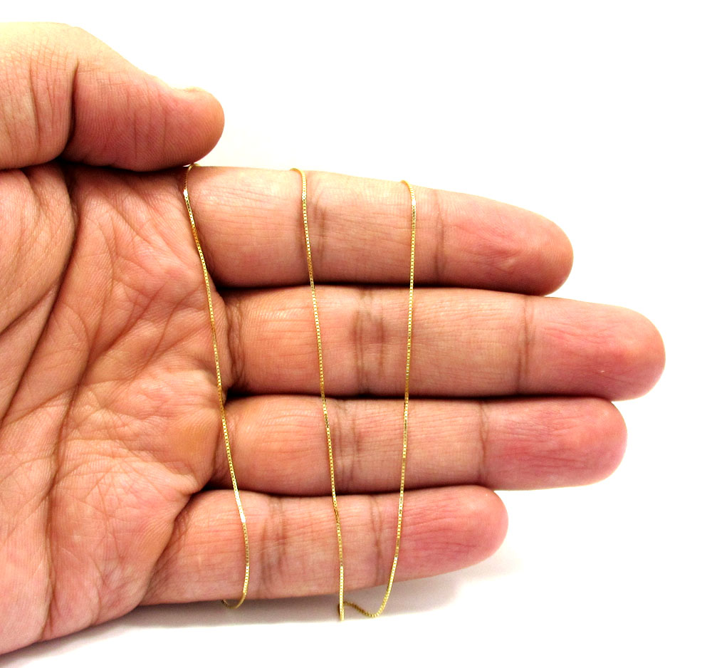 10k yellow gold skinny box link chain 16-20 inch 0.5mm - Image 5