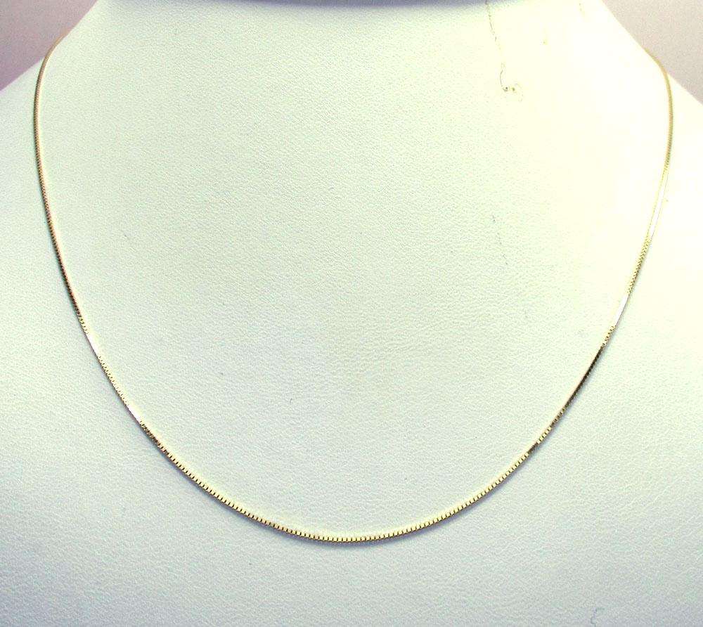 10k yellow gold skinny box link chain 16-20 inch 0.5mm