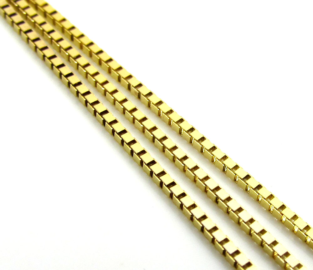 10k yellow gold skinny box link chain 16-24 inch 1.0mm - Image 2