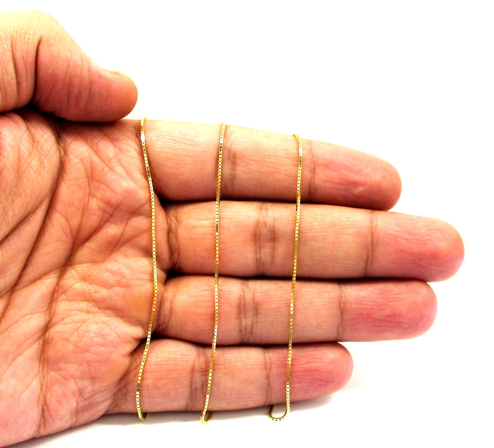 10k yellow gold skinny box link chain 16-24 inch 1.0mm - Image 5