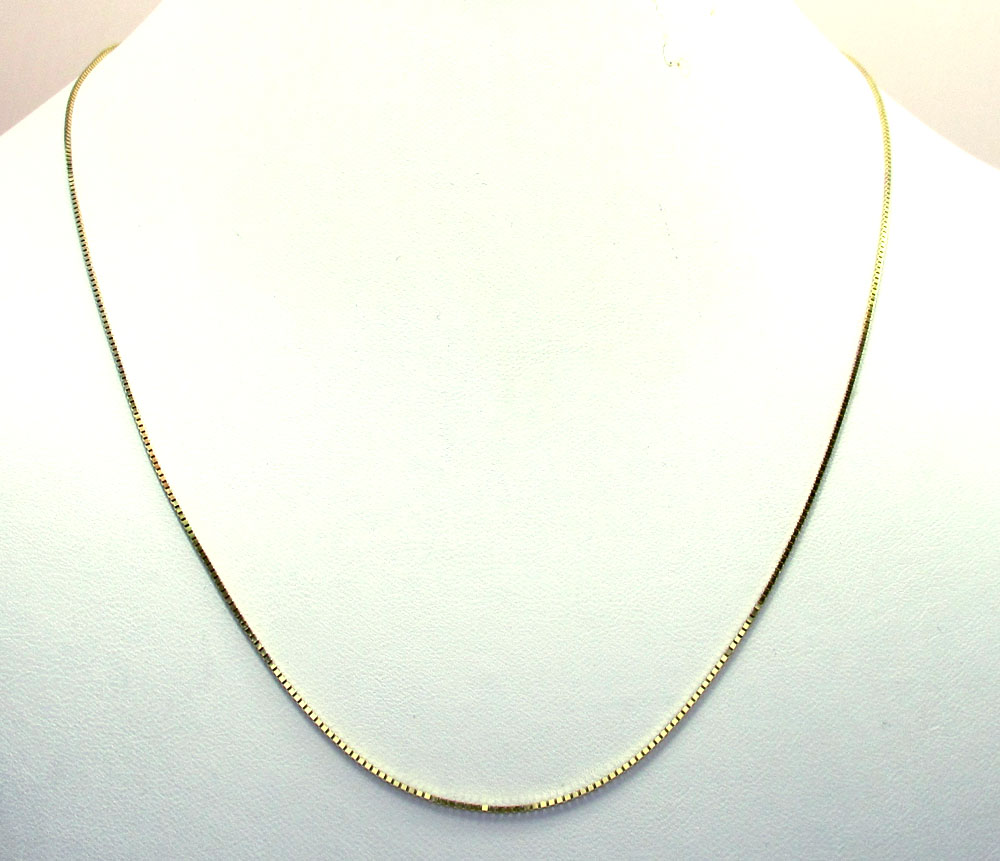 10k yellow gold skinny box link chain 16-24 inch 1.0mm