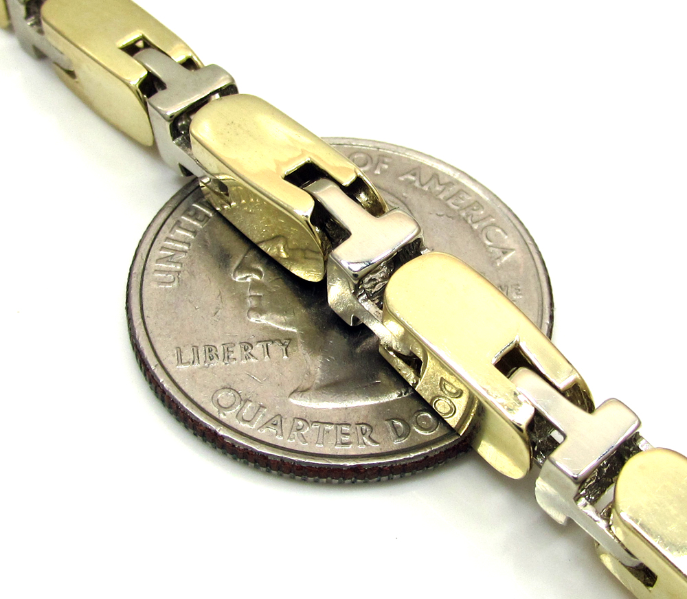 10k yellow and white gold fancy box bullet chain 30 inch 5.5mm - Image 4
