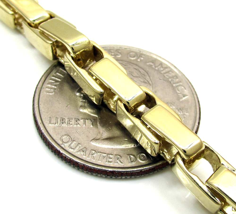 10k yellow gold fancy box bullet chain 30 inch 6mm