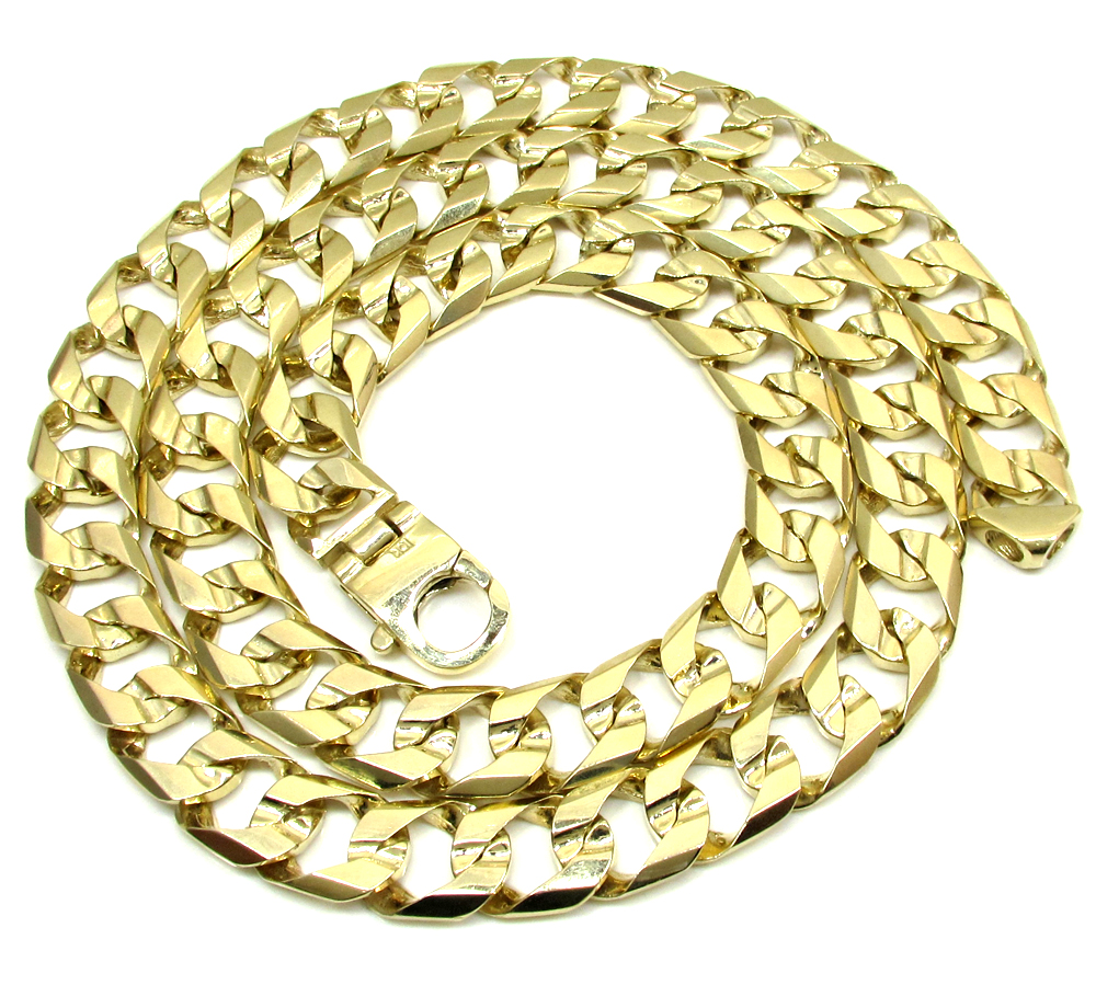 10k yellow gold thick cuban chain 30 inch 13.5mm