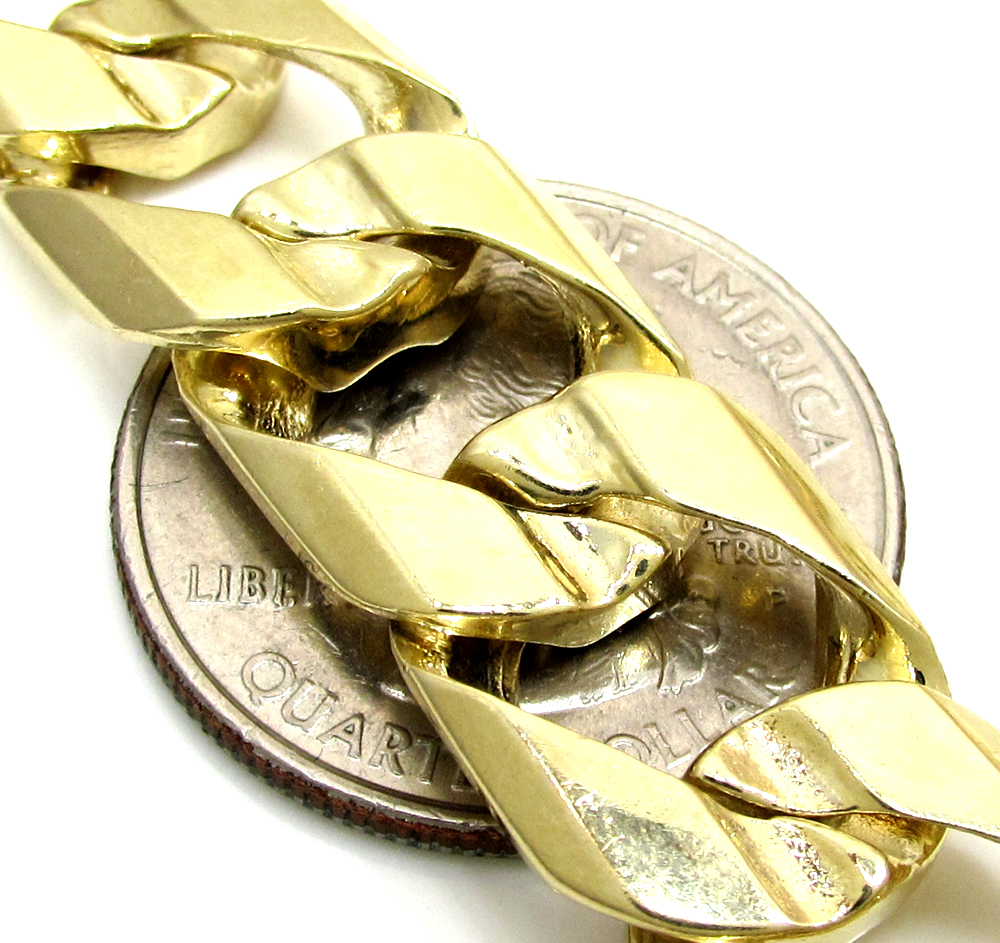 10k yellow gold thick cuban chain 30 inch 13.5mm - Image 3
